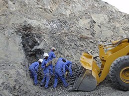 Crew and wheel loader at the quarry